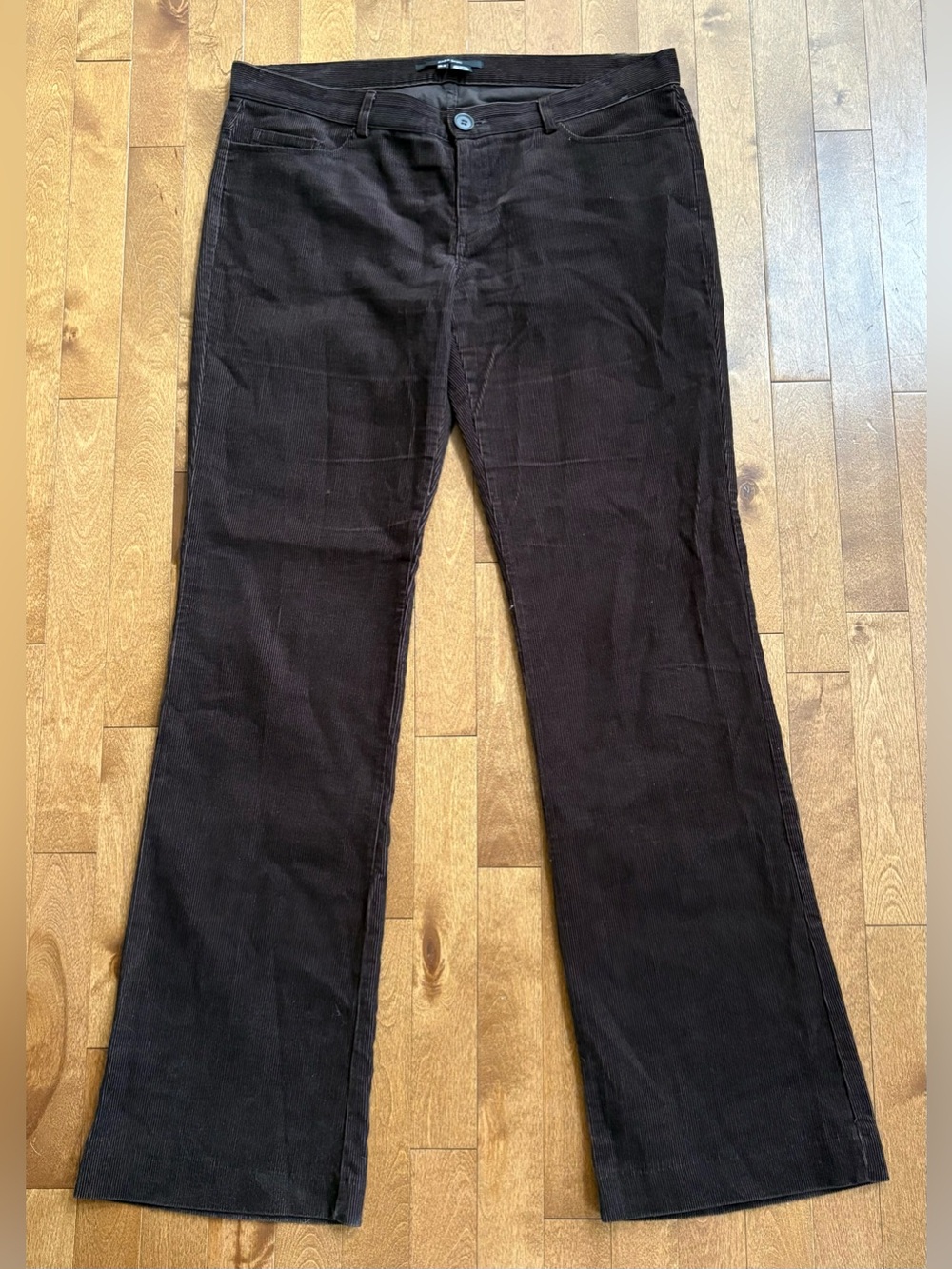 Zara Basic Women's Dark Brown Corduroy Flare / Straight Leg Pants Size US 10